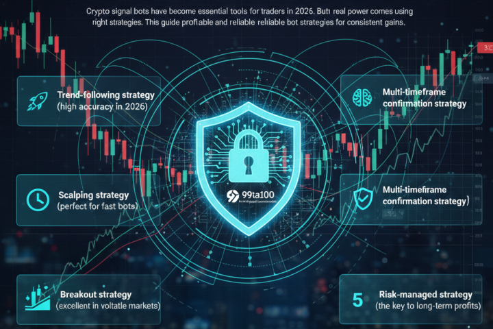 AI crypto bot analyzing multiple trading strategies for consistent profits on a futuristic dashboard in 2026