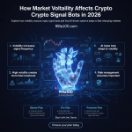 AI crypto bot analyzing volatile market charts with sharp price swings and risk indicators in 2026