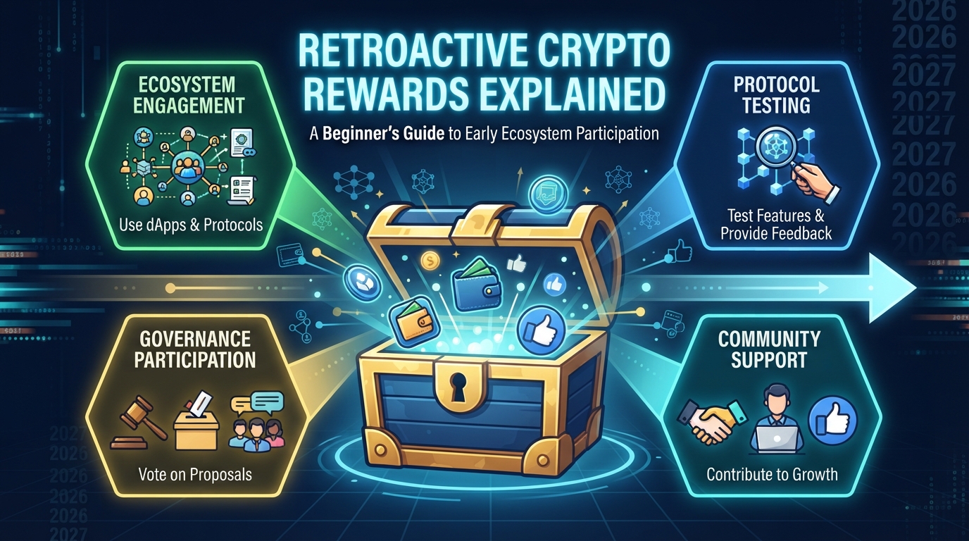 Learn what retroactive crypto rewards are, how blockchain projects reward early users, and how to safely participate in emerging ecosystems.