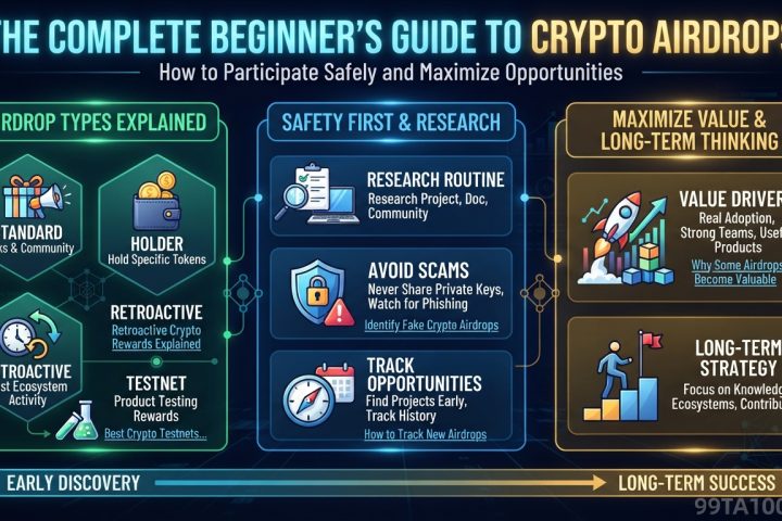 Learn everything about crypto airdrops, how they work, how to avoid scams, how to participate safely, and how to discover new blockchain opportunities.