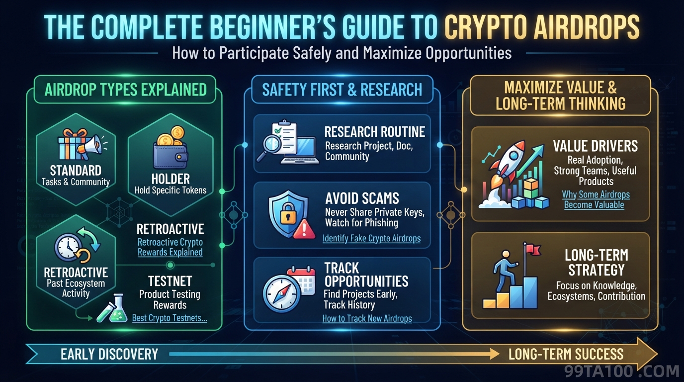 Learn everything about crypto airdrops, how they work, how to avoid scams, how to participate safely, and how to discover new blockchain opportunities.